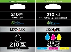 GENUINE LEXMARK 210XL BLACK / MULTIPACK C+M+Y INK CARTRIDGES - SENT QUICKLY - Picture 1 of 4