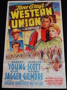 WESTERN UNION 1941 * FRITZ LANG * ROBERT YOUNG * RANDOLPH SCOTT * MOVIE POSTER!! - Picture 1 of 12
