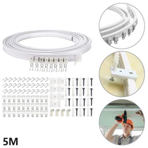 5M Bendable Flexible Curtain Track Rod Rail Ceiling Window Caravan Straight Bay - Picture 1 of 11