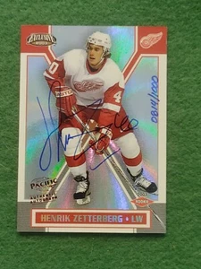 2002/03 PACIFIC EXCLUSIVE HENRIK ZETTERBERG #197 ROOKIE AUTO RC/1000 DETROIT - Foto 1 di 4