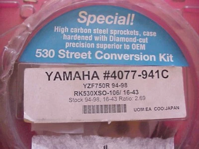 94-98 Yamaha YZF750R RK XSO 530 Conversion Chain Sprocket Kit - Image 1 of 3
