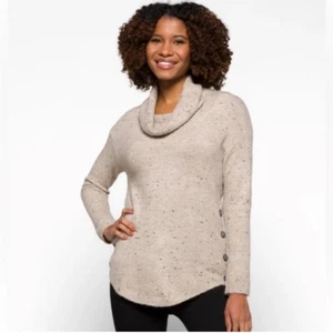 #1624 Fortune + IVY Reagan Cowl Halsausschnitt Knopf Detail Pullover Größe S - Bild 1 von 9