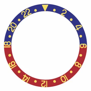 GMT Lünetteneinsatz für Rolex GMT Master I 16753, 16758, 16759 Blau Rot Gold Schrift - Bild 1 von 3