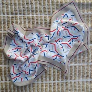 Vintage 80s Oroton Scarf Cotton / Silk Blend Made in Japan 61 x 62cm Geometric - Picture 1 of 5