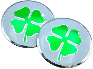 2x Irish Clover Leaf Decal Sticker Emblem Fender Truck Car Metal Dome Shape 2.2" - Foto 1 di 5