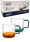 Bacimi High Borosilicate Clear Glass Coffee Tea Cups Mugs 12oz / 350ml 2 Pack