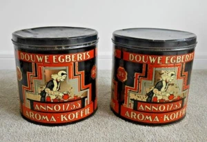 LATAS DE EXHIBICIÓN DE CAFETERÍA VINTAGE DOUWE EGBERTS AÑO 1753 x2 RARAS 9" N400 - Imagen 1 de 9