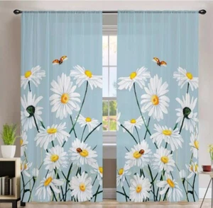 Bonsai Tree Daisy Curtains For Living Room 63"X52" Listing Is For 2 Sets - Picture 1 of 5