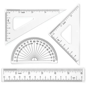 Math Geometry Tool Plastic Ruler Set Triangles Protractor Student Clear - Picture 1 of 7