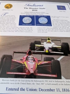 Indiana Hoosier State Quarters | F1 Indy 500 | Quarters & Stamp Set | PCS Vol I - Picture 1 of 10