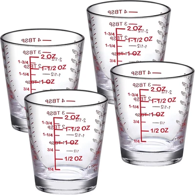 4-Pack Measuring Cups and Melinda Plastic 2-Ounce Unbreakable Shot Glasses - Image 1 of 4