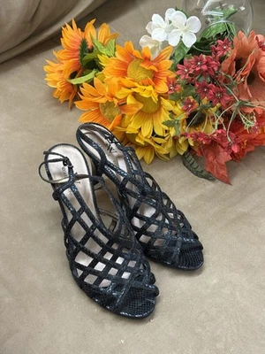 Tacones jaula punta abierta negros para mujer Foto 1 de 3