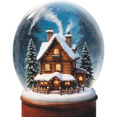 SP13579 Navidad Invierno Globo de Nieve Cabina de Troncos Cartón Recorte Standee Standup Foto 1 de 2