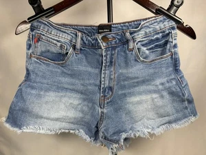 Apriljeans pantaloncino cut-off donna grande blu denim invecchiato orlo sfilacciato estivo - Foto 1 di 7