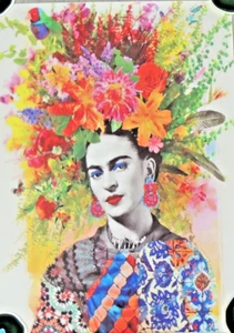 GITANA FRIDA, POR LA ARTISTA ANA PAULA HOPPE SOBRE LIENZO NUEVO CON ELEMENTOS BOTÁNICOS - Imagen 1 de 7