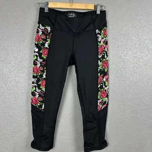 Betsey Johnson Performance Leggings Give Love Get Love Rose Skull X Bones Medium - Bild 1 von 16