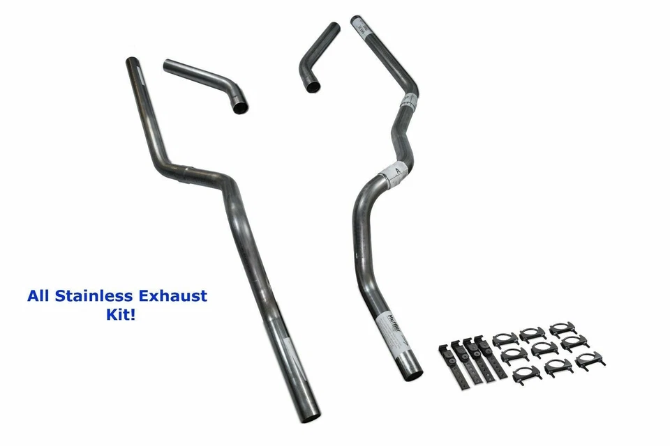 All-Stainless Dual Exhaust Kit Chevy GMC 1500 88-95 No muffler Corner Exit Foto 1 de 1