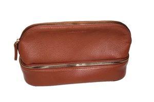 Maurices Women's Cognac Brown Pebbled Faux Leather Make-up Cosmetic Toiletry Bag - Foto 1 di 5