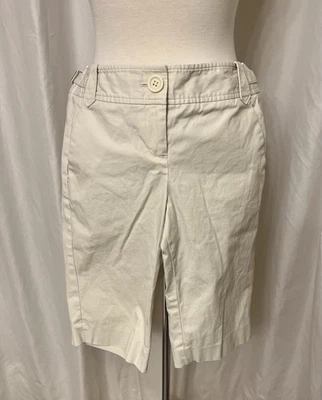 Ann Taylor Loft Marisa Light Beige Cotton Stretch Walking Bermuda Shorts, Sz 2 - Image 1 of 4