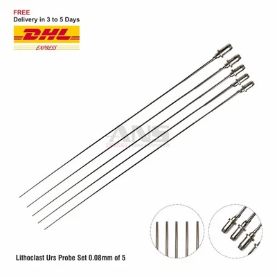 ANS новый LITHOCLAST URS зонд 0,08 мм / 60 см из нержавеющей стали набор из 5 - Изображение 1 из 4