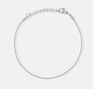 BRACCIALE SCATOLA ARGENTO PENDENTE RITORTO (1MM). lunghezza 20 cm - Foto 1 di 3
