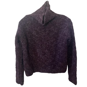 Eileen Fisher Vintage Pullover Rollkragen Lila Merinowolle Noppen Meliert Freizeit PP - Bild 1 von 8