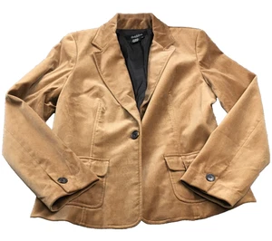 Peck & Peck Womens Blazer Size 10 Brown Velveteen Single Button Long Sleeve - Picture 1 of 10