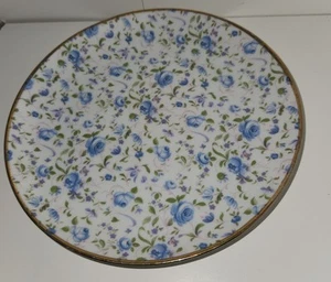 Vintage English Blue Rose Luncheon Plate 8.4" - Made in England Gold Trim Floral - Picture 1 of 3