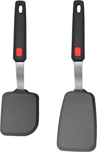 Paquete de 2 espátulas de silicona giratorias, juego de espátulas de cocina resistentes al calor 600 ° F para no - Imagen 1 de 12