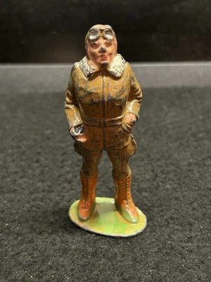 Винтаж 1930-е Barclay Manoil Свинцовая Игрушка Солдат Авиатор Пилот - Изображение 1 из 4
