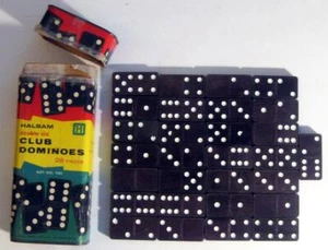 DOMINOES ~ Vintage Box of 28 Double Six by Halsam - Picture 1 of 1
