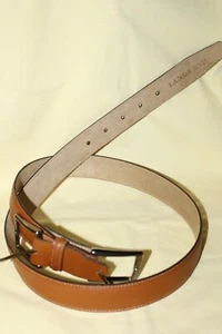 Cintura uomo Lands End pelle butterscotch doppia fibbia taglia 36 nuova/senza etichette mai indossata - Foto 1 di 6