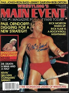 EB3033  PAUL ORNDORFF FLAIR  GARVIN   signed Vintage Wrestling Magazine w/COA - Picture 1 of 7