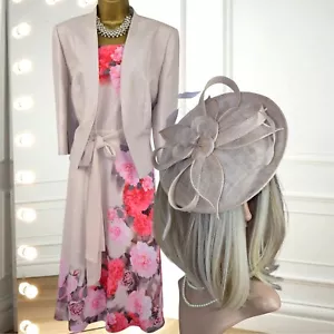 Jacques Vert Size 16 Chiffon Dress and Jacket + Hatinator Mother of the Bride - Picture 1 of 13
