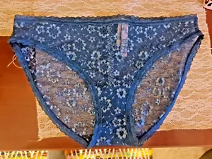NWT Vs lacie bikini Panty Size L Silver Shimmer Blue - Picture 1 of 6
