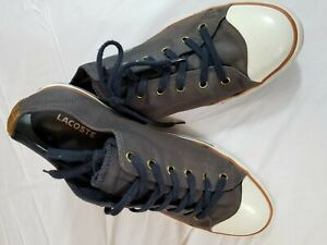 Vintage Lacoste L27 Lowx CV Gray/White Textile Canvas Casual Shoes Men's Sz 11