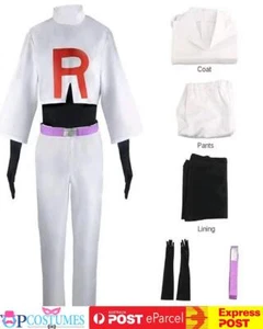 Anime Mens Pokemon Team Rocket James Cosplay Costume Halloween Fancy Dress - Picture 1 of 6
