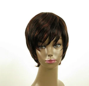 Afro Damen Perücke 100% Naturhaar kurz gelockt schwarz/rot LAET 02/1b410 - Bild 1 von 9