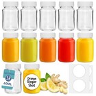 HEFTMAN Small Glass Bottles With Lids 60mL Ginger Shot Juices Airtight 12 Pack
