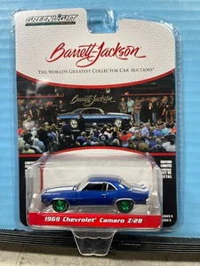 1/64 Greenlight Barrett Jackson 1969 Chevrolet Camaro Z/28 Blue Chase Car - Imagen 1 de 2