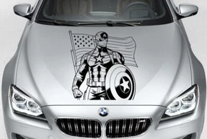 CAPTAIN AMERICA AMERICAN FLAG Vinyl Decal Graphic Car Truck Hood Side USA - Picture 1 of 1