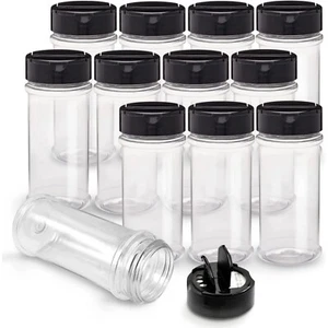 12 Oz for Spice, Herbs and Seasoning Shaker Spice Jars with Black Lid, 12 Pack - Picture 1 of 12