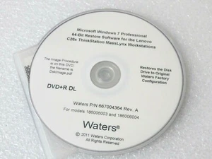 WATERS 667004364 WINDOWS 7 RESTORE SOFTWARE LENOVO C20x MASSLYNX WORKSTATION - Picture 1 of 2