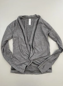 ivivva by lululemon size 12 Heather Gray Twist Front Faux Wrap Sweater L/s Euc - Picture 1 of 5