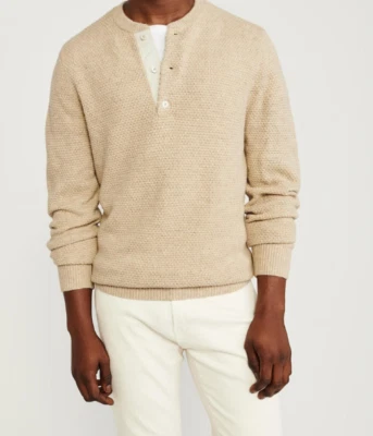  Suéter Henley Abercrombie Fitch $68 Marrón Claro Talla XL Foto 1 de 4