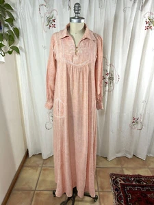 Vtg 70s India Imports of Rhode Island Pink Maxi Dress Hippy Boho Festival XS - Picture 1 of 11