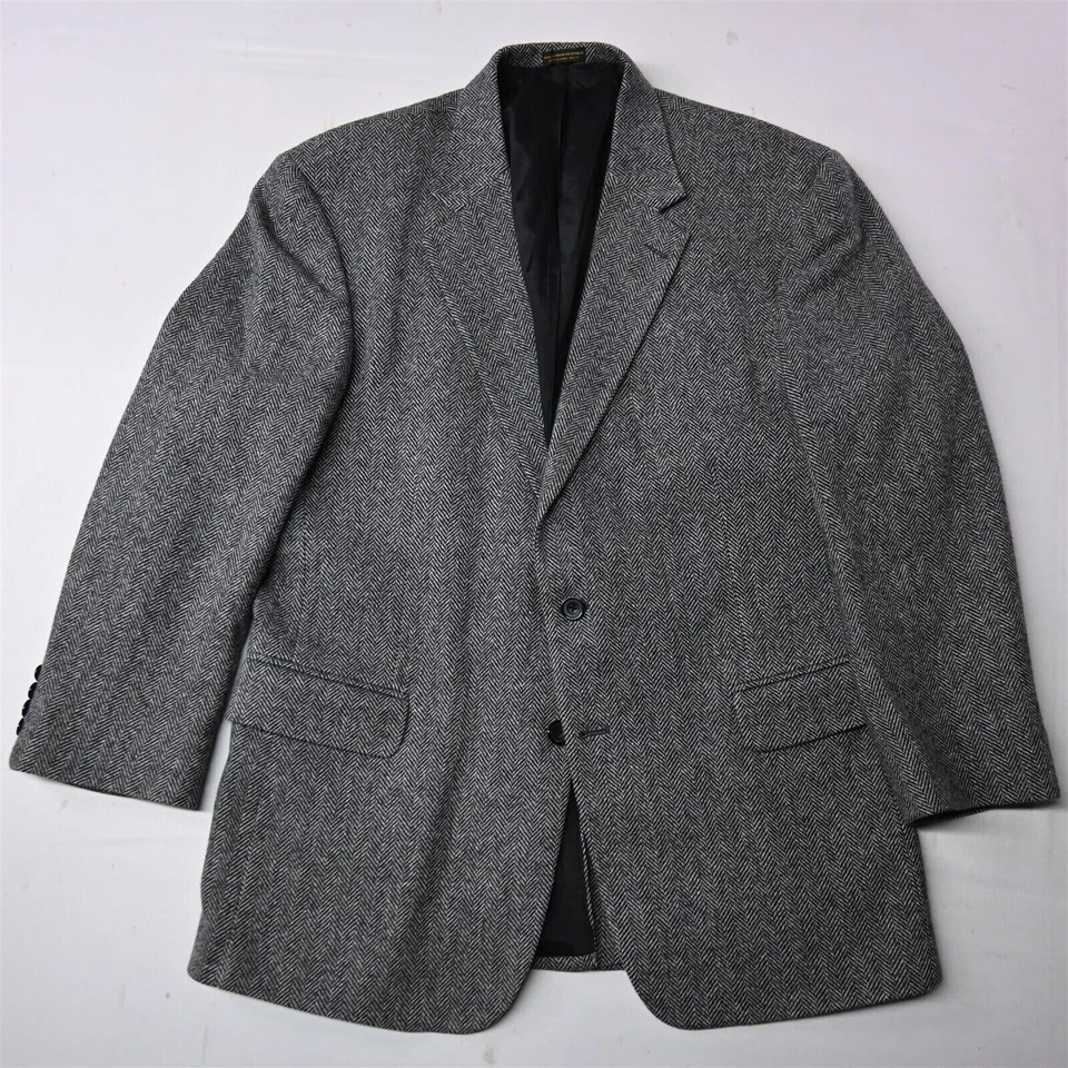 Blazer chaqueta deportiva abrigo 44R gris espiga lana de cordero merino tweed para hombre 44R Foto 1 de 4