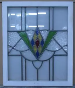 GRAN VIDRIERAS DE PLOMO INGLÉS ANTIGUO DIAMANTE GEOMÉTRICO 21 1/2 X 25 3/4 - Imagen 1 de 3
