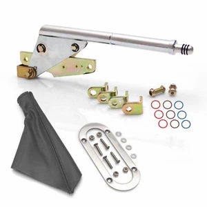 Floor Mount Emergency Parking Brake, Grey Boot and Silver Trim Ring rod custom - Picture 1 of 5