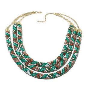BAJALIA Bordered Round Triple Strand Seed Bead Necklace HSN 449493 - Picture 1 of 1